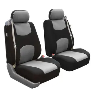 Flat Cloth All-Purpose Built-In Seatbelt Seat Covers - Front Set Gray