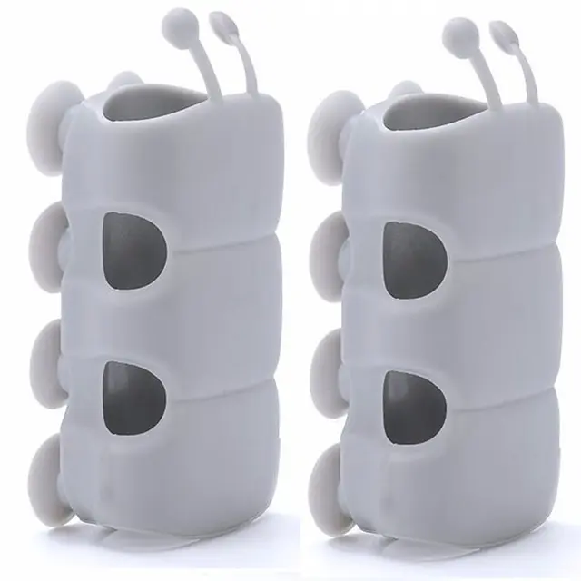 2-Pcs (Grey) Self-Adhesive Showerhead Holders, Reusable Soft Rubber Wall-Mount Brackets, 360° Rotatable Adjustable No-Tool-Install Bathroom Shower Accessories, Disassembled-and-Washed Equipment
