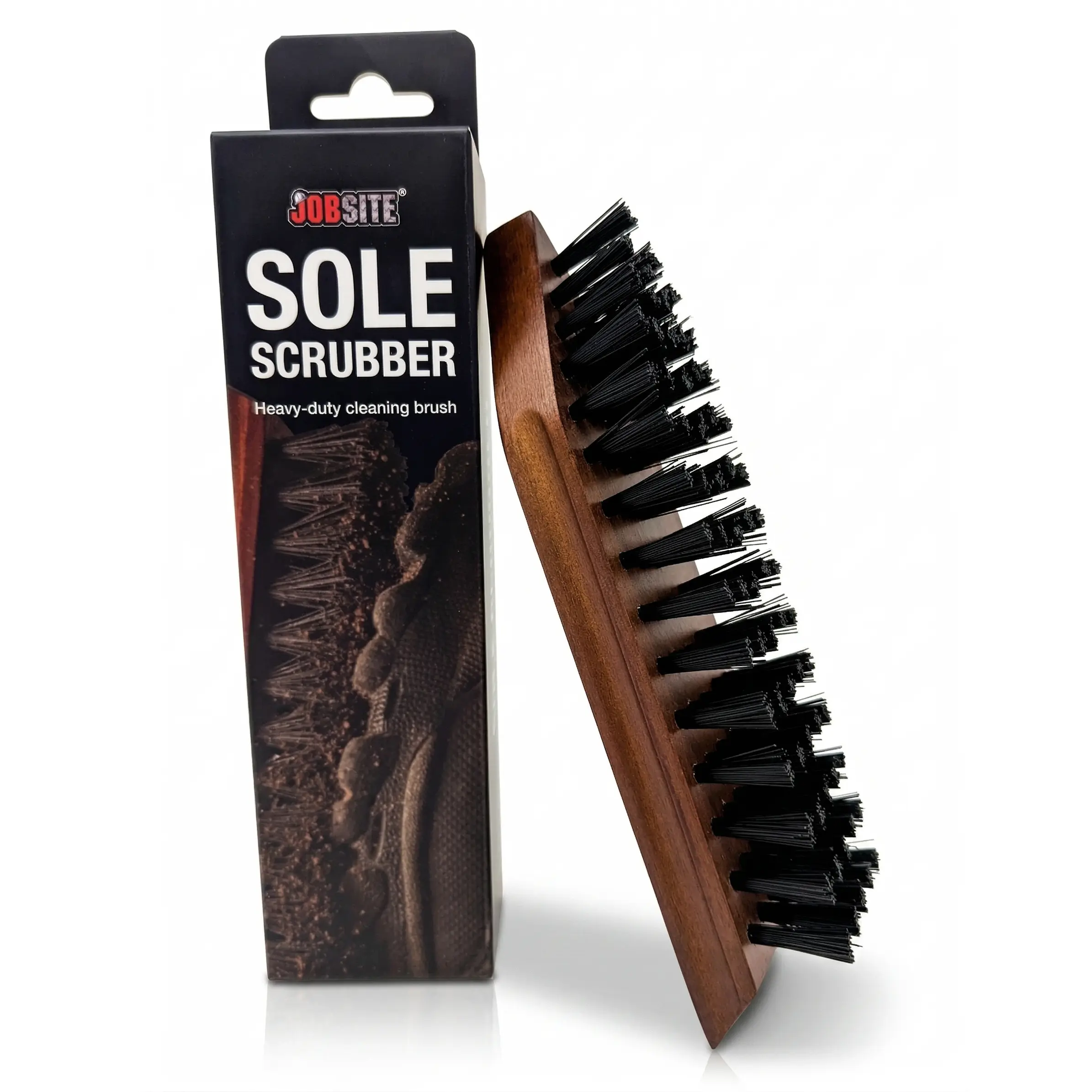 JobSite Sole Scrubber - Heavy Duty Boot Cleaner Brush with Stiff Bristles & Pointed Tip - Scrubber for Cleaning Muddy Cleats & Shoes