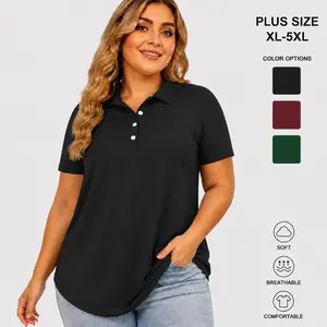 ROSRISS Women's Plus-Size Minimalist Polo Blouse - Short-Sleeve Collared Tunic with Buttons, Casual Work Top DPS1107, Essential for Outdoor Fun & Summer Vibes clothes outdoorfun