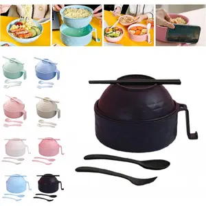 6 Piece Microwave Ramen Bowl Set,Ramen Noodle Bowls Microwavable,Ramen Noodle Microwave Bowl,Ramen Bowl Microwavable Ramen Bowl Set,Microwave Ramen Bowl With Strainer Chopsticks and Spoon (Black)