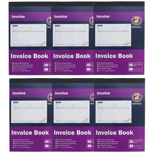 Invoice Book 2-Part Carbonless Form Horizontal Sales Slip Features a Wraparound Cover 5-9/16 x 8-7/16 inches 50 Sets per Book(6 Pack)