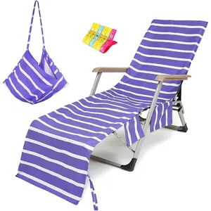 Beach Chair Towel Chaise Lounge Cover with Pockets Pool Chair Towel for Outdoor Patio Garden ()