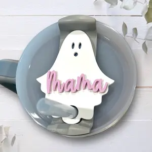Personalized ghost tumbler topper| drink accessories | personalized nameplate | tumbler name tag
