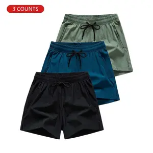Boys’ Summer Outdoor Sports Cool & Breathable Elastic Waist Solid Color Shorts 3-Pack for Older Boys