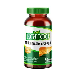 EGUOO Milk Thistle Liver & Co Q10,  Milk thistle Extract for Liver Health Support- Silymarin, Coenzyme Q10, Artichoke & Curcumin-Natural Health Dietary Supplement-60 Capsules (1 Bottle)