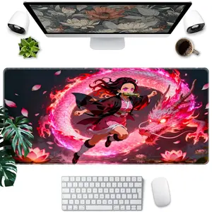 Demon Slayer Anime Mouse Pad, Rubber Base Polyester Fiber Desk Mat, Ideal for Gaming Office Laptop RV, Perfect Gift, Best Desktop Decoration