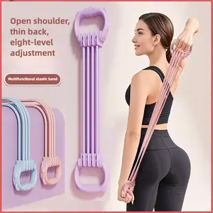 Adjustable pounds 8-character tension device Women's open shoulder beautiful back Home fitness elastic belt 8-character back tension rope