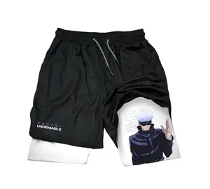 Gojo Satoru Japanese Anime Sports Performance Shorts Summer Double Layer Beach Pants Fitness Training Pant Sports