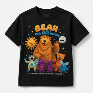 The Big Blue House Little Bear Kids Graphic T-Shirt, Cute Cartoon Tee for Boys & Girls, Casual Crew Neck Summer Top, Preschool Outfit, Birthday Gift, Back to School Kids Clothes, Holiday Fashion Shirt