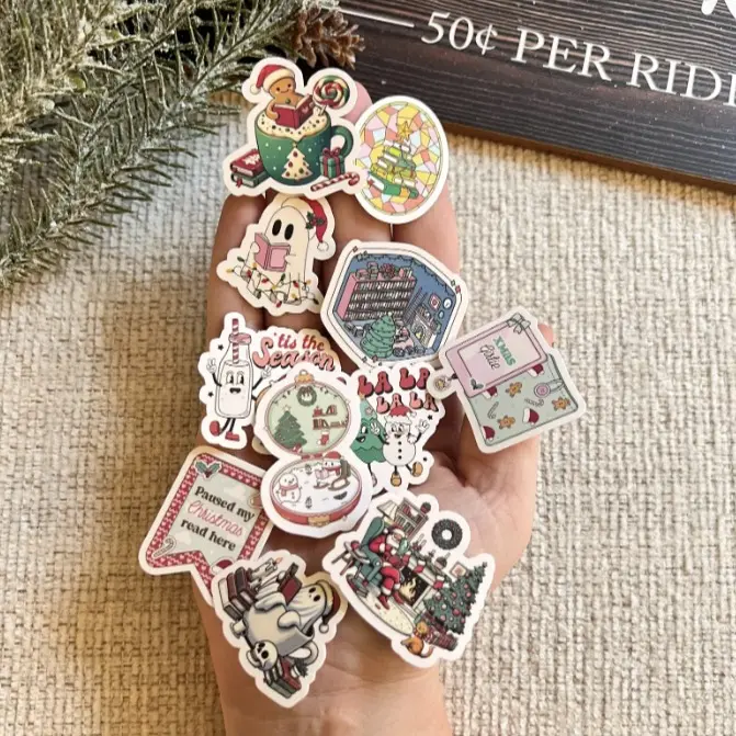 Customizable Christmas Mini Stickers Pack - Waterproof, Colorful Christmas Decor, Holiday Decor with Customizable Designs, Personalization for DIY Scrapbooking & Stamping Hobbies