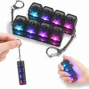 Mechanical Keyboard Keychain Fidget Toy - Purple, 4-Key, LED Lights, Transparent Design, Portable Stress Relief Tool for Focus, Anxiety Calm