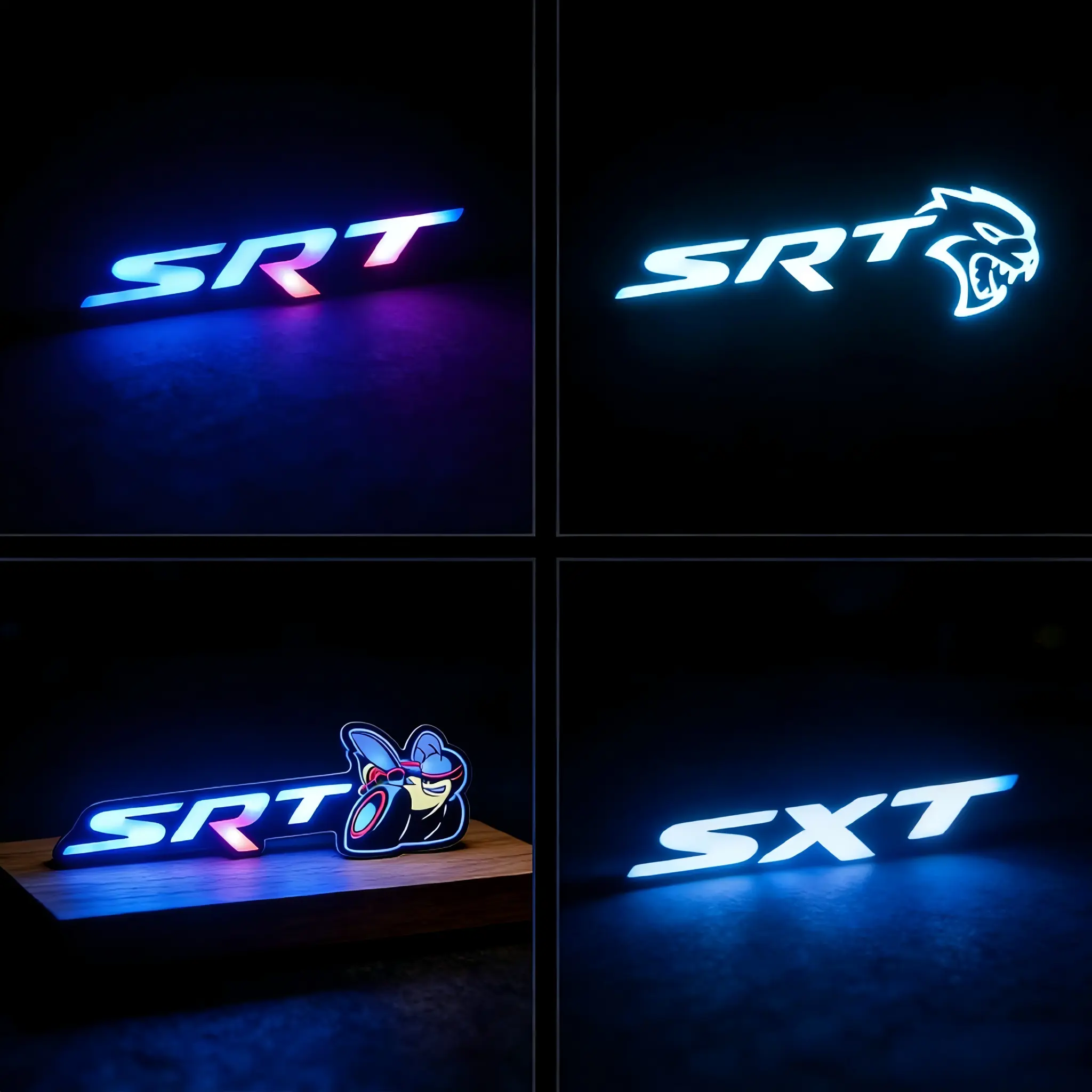 RGB LED Grille Badge Compatible with SRT Hellcat Scat Pack, Fits Dodge Charger Challenger Durango Jeep Grand Cherokee Ram