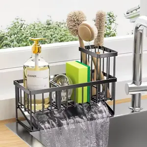 Kitchen Sink Drain Rack, 1 Count Removable Kitchen Sink Drainage Rack with Rod, Self Drain Rust-proof Sponge Storage Rack, Suitable for Home Kitchens, Organizer, Modern Aesthetic