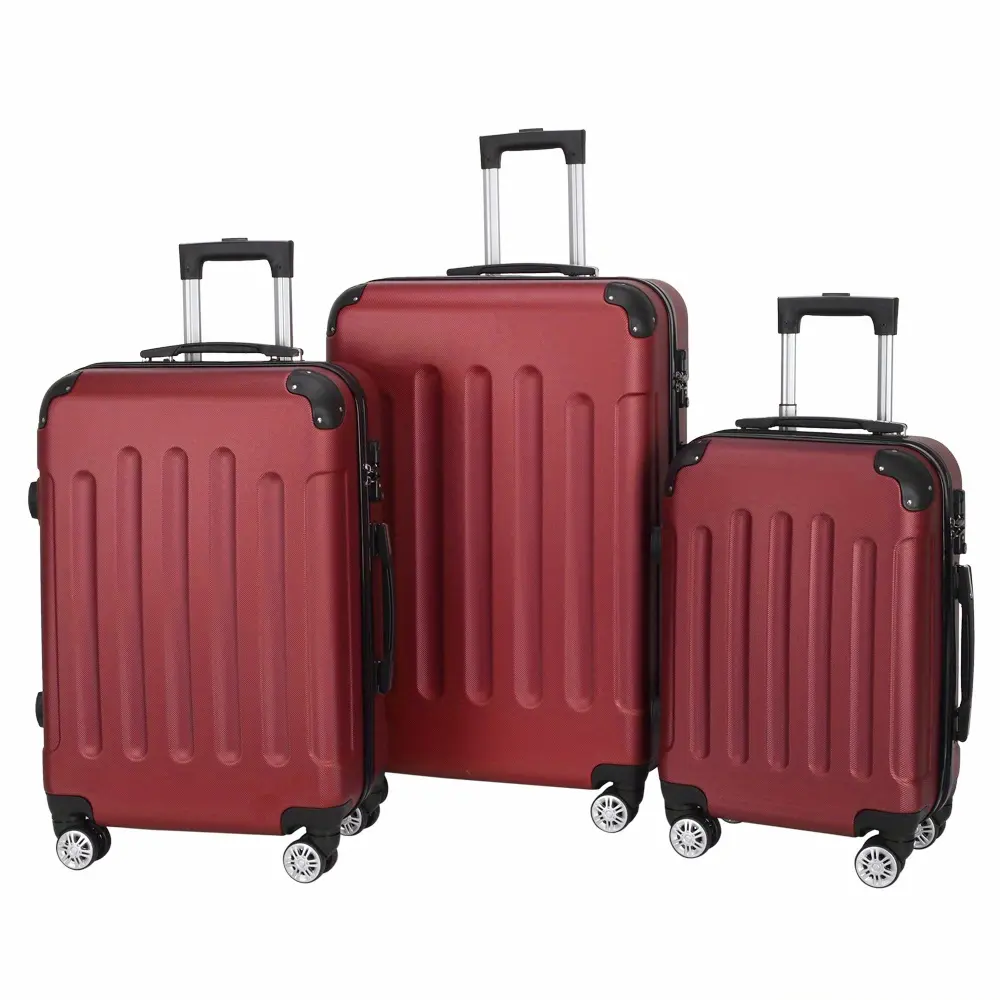 3pcs Heavy-Duty ABS Hardshell Luggage Set with TSA Lock Suitable for Men & Women, Spinner Suitcase Carry-On (20"/24"/28") - Lightweight Travel Suitcases with Password Lock, Iron- Frame, for Domestic & Airports