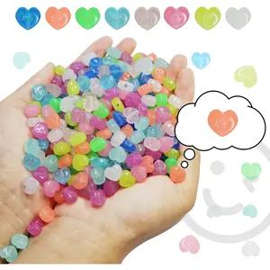 500 count Glow in The Dark Heart Beads,11mm Glow Heart Beads for  Making and Crafts, Luminous Pony Beads Bulk Making for Bracelet,DIY Crafts Gifts for Lovers