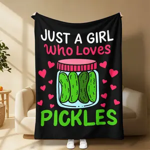 Countdown Sale! Festive Jelly Pickle Printed Flannel Blanket, Ultra Soft Warm All Season Cozy Throw Blanket, Multipurpose Blanket for Sofa Bed Outdoor Camping, Sweet Love Gift for Couples Kids Parents Friends