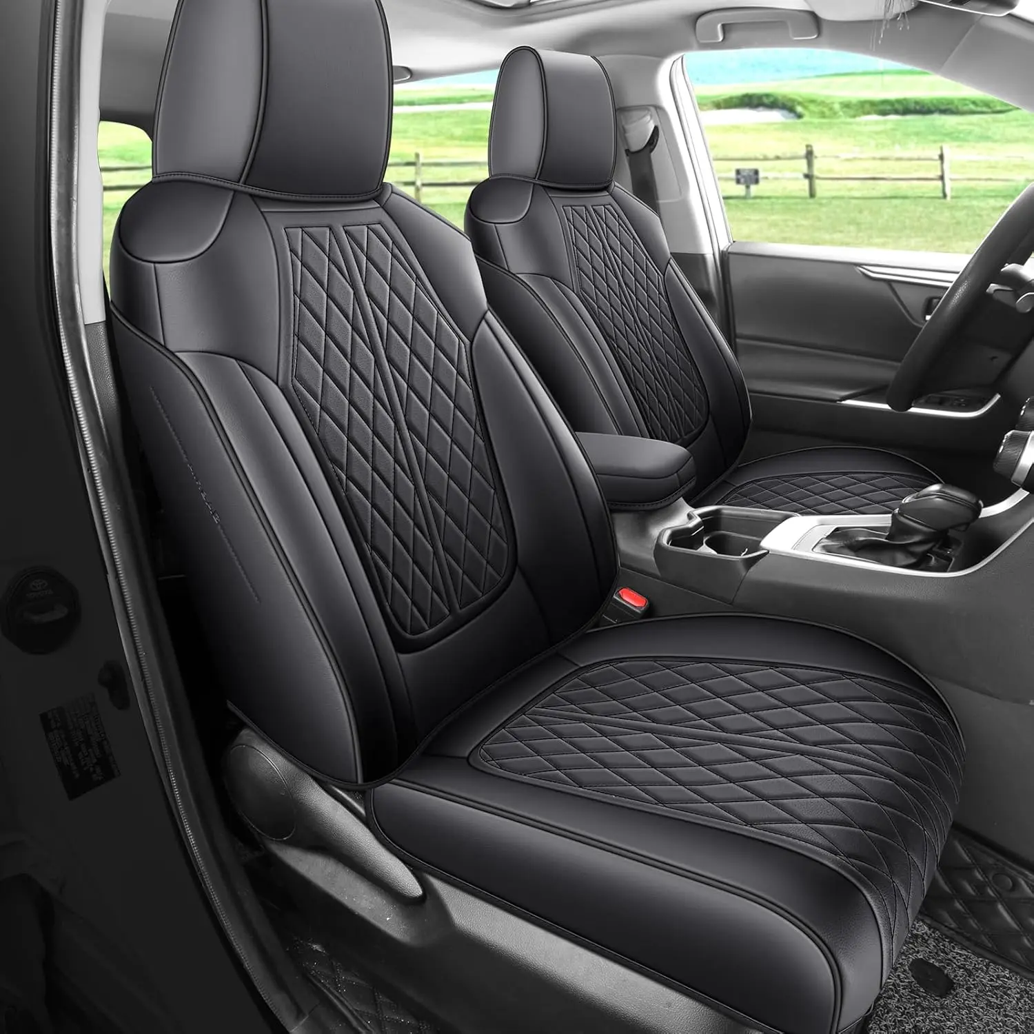 Rav4 Seat Covers Custom Fit for Toyota Rav4 Full Set Faux Leather Car Seat Covers Waterproof Full Coverage (Black, Hybrid Model 2019-2025 LE/XLE/Premium/Limited)