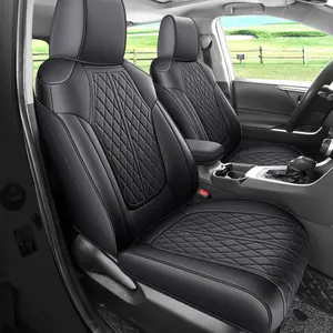 Rav4 Seat Covers Custom Fit for Toyota Rav4 Full Set Faux Leather Car Seat Covers Waterproof Full Coverage (Black, Hybrid Model 2019-2025 LE/XLE/Premium/Limited)