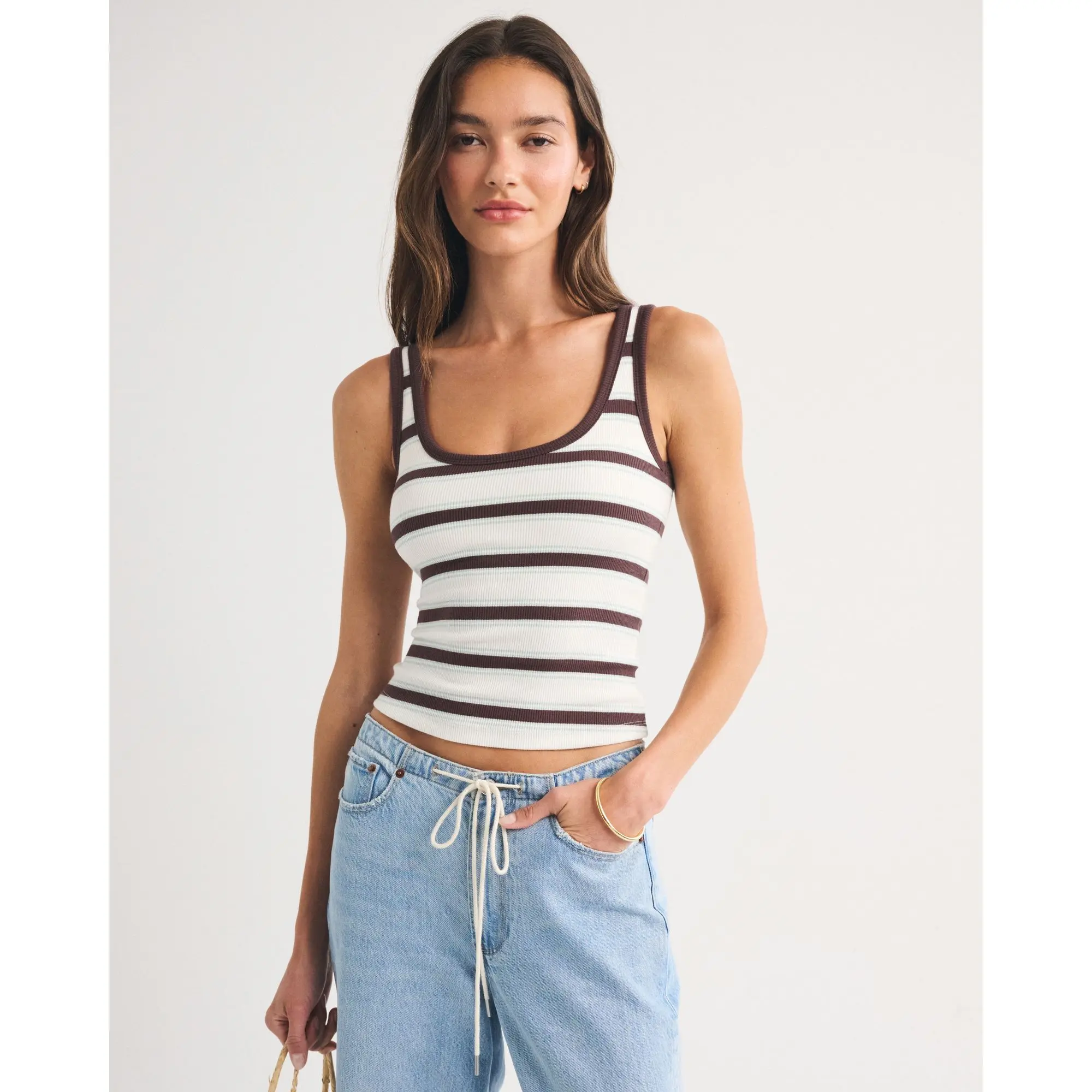 Abercrombie & Fitch Bra-Free Rib Scoopneck Tank