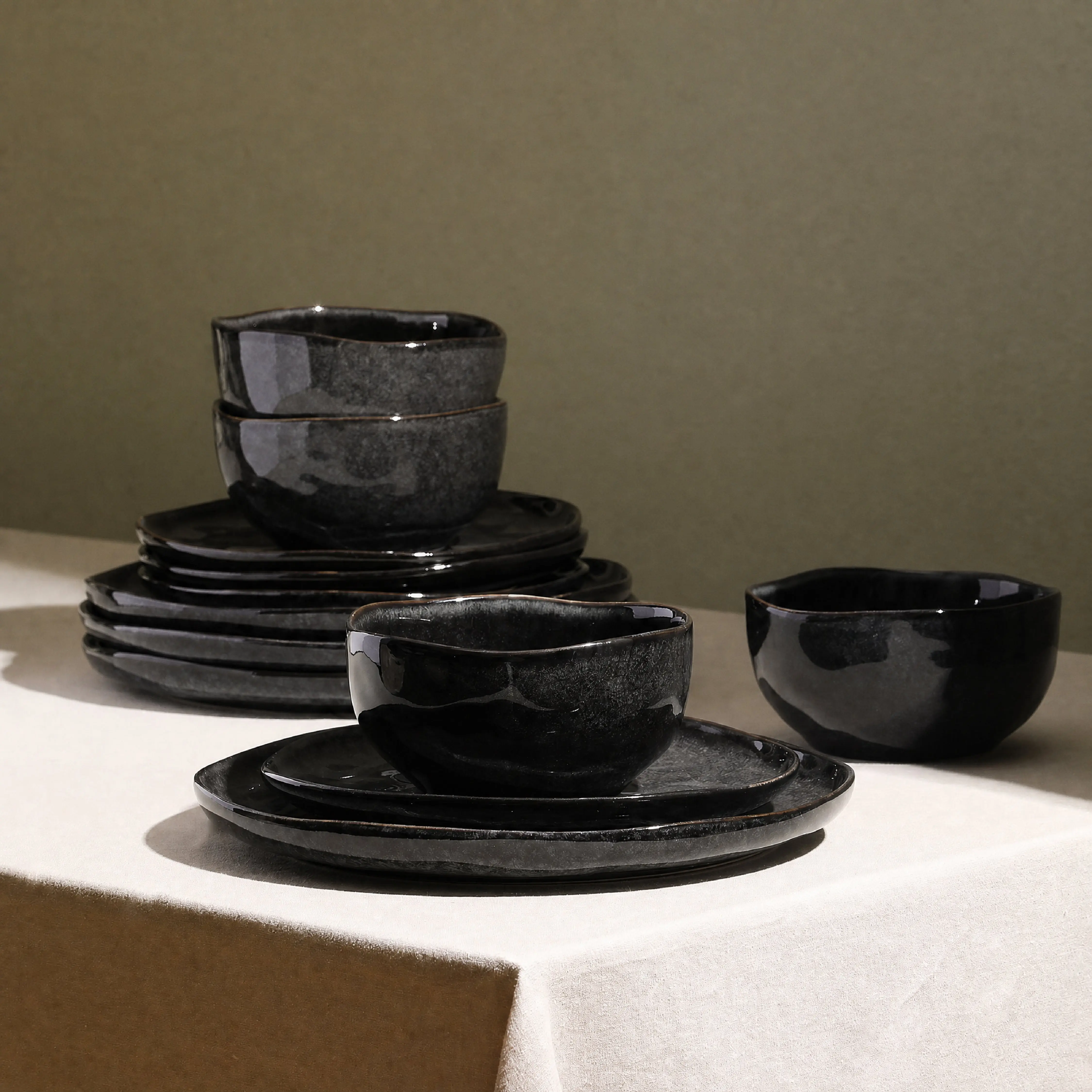Mirella Stoneware Dinnerware Set - Charcoal