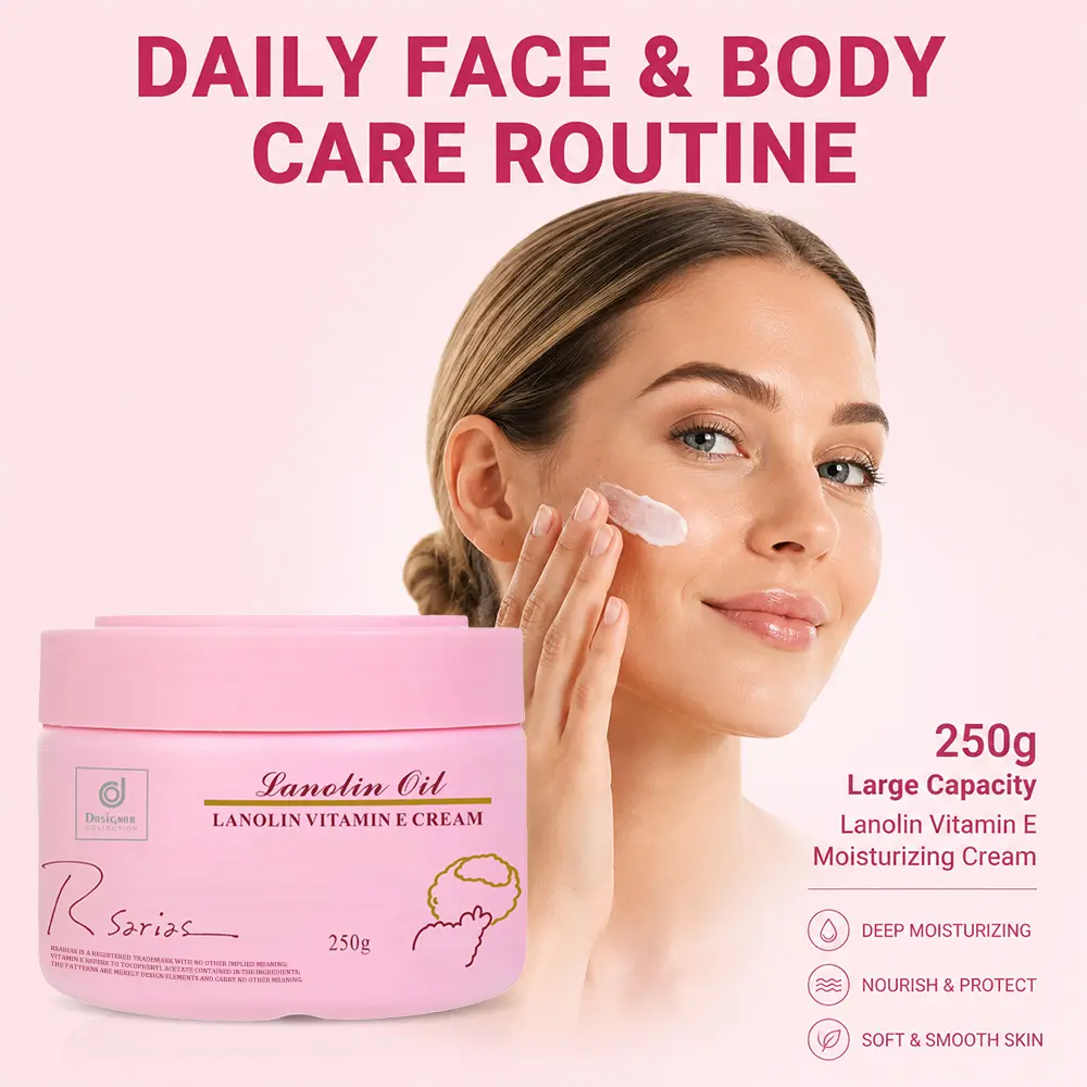 [Rsarias] 250g Lanolin Vitamin E Cream,Hydrating Nourishing Face & Body Moisturizerfor Dry Skin