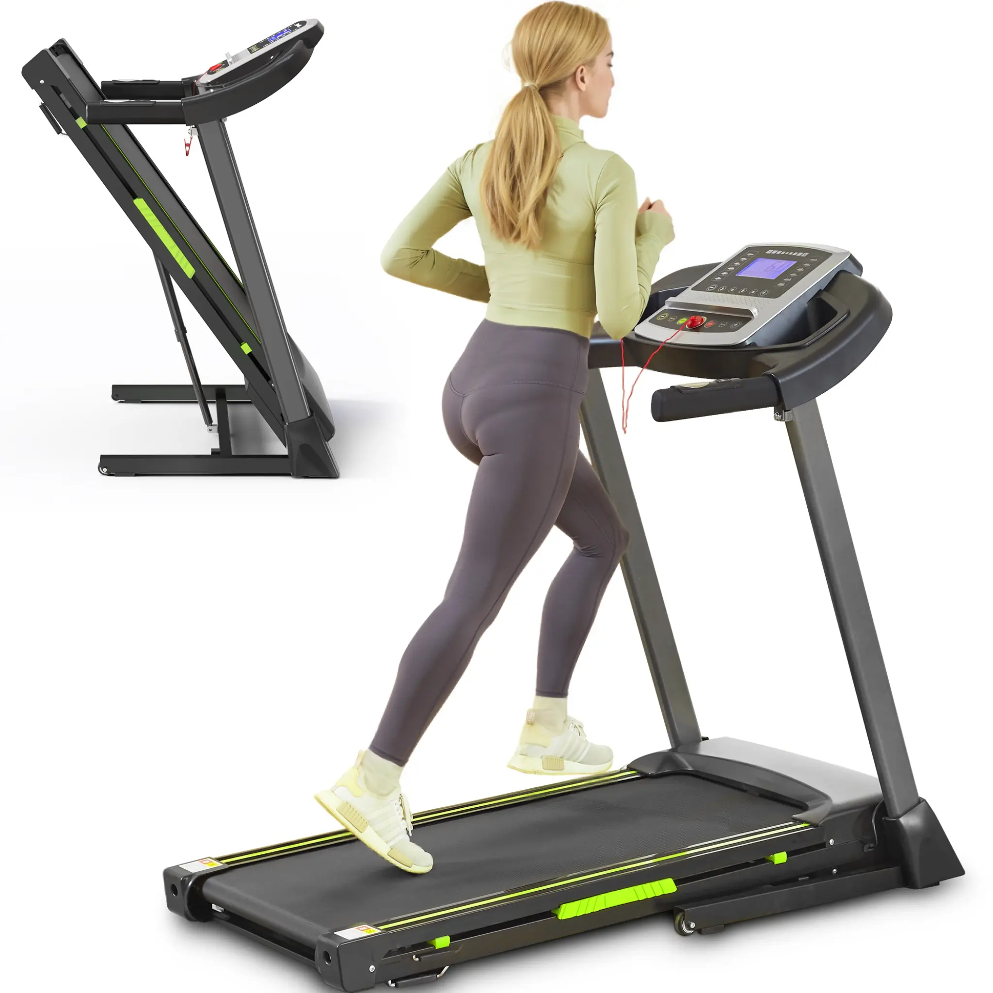 Unisex Folding Incline Walking Treadmill - 3.5HP Quiet Motor, Premium Cushioning, 330 lbs Capacity, Compact Ergonomic Design, APP Control, LED Display for Home Office Workout, Running, Cardio, Home Workout, Cardio At Home