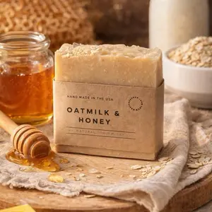 Oatmilk & Honey Soap - Handmade with Colloidal Oatmeal & Honey for Creamy Gentle Lather & Cozy Comforting Scent Natural Skin-Loving Soap