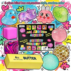6-piece set - Soft sensory pressure toy blind box - Slow rising fingertip toy to relieve anxiety, suitable for children, birthday and gift giving, desktop accessories, Easter basket filling, Valentine's Day gift -6 random colors and styles