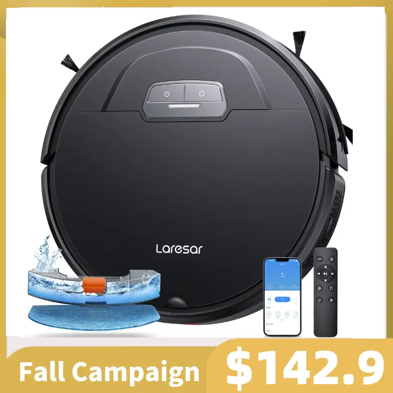 Laresar 3-in-1 Self-Charging Robot Vacuum Cleaner & Mop,4500Pa Strong Suction Carpet Auto-boost Robotic Vacuum Cleaner, Self-Charging, Remote Control