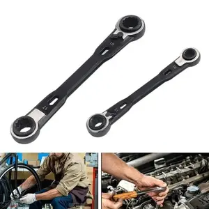 2Pcs Double End Ratcheting Wrench Double Box End Wrench Wrench Brake Pipe Spanner Wrench Open End Spanners Repair Set