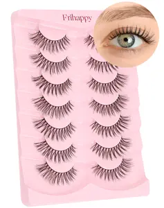 Lash natural wispy eyelashes,Frihappy false eyelashes, Wispy Strips, Faux Mink Lashes, black band lashes, 7 pairs，Frihappy 2024 lashes Makeup Silky