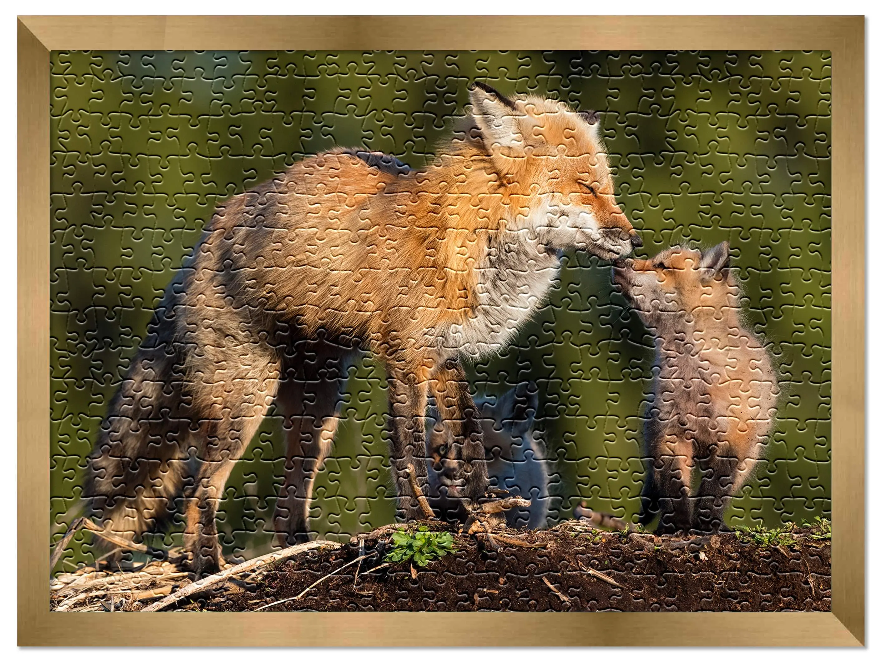 19x27 Jigsaw Puzzle Frame Kit - Kit Includes Puzzle Glue Sheets, Bronze Wood Puzzle Frame, UV Acrylic, Backing,, Hanging Hardware