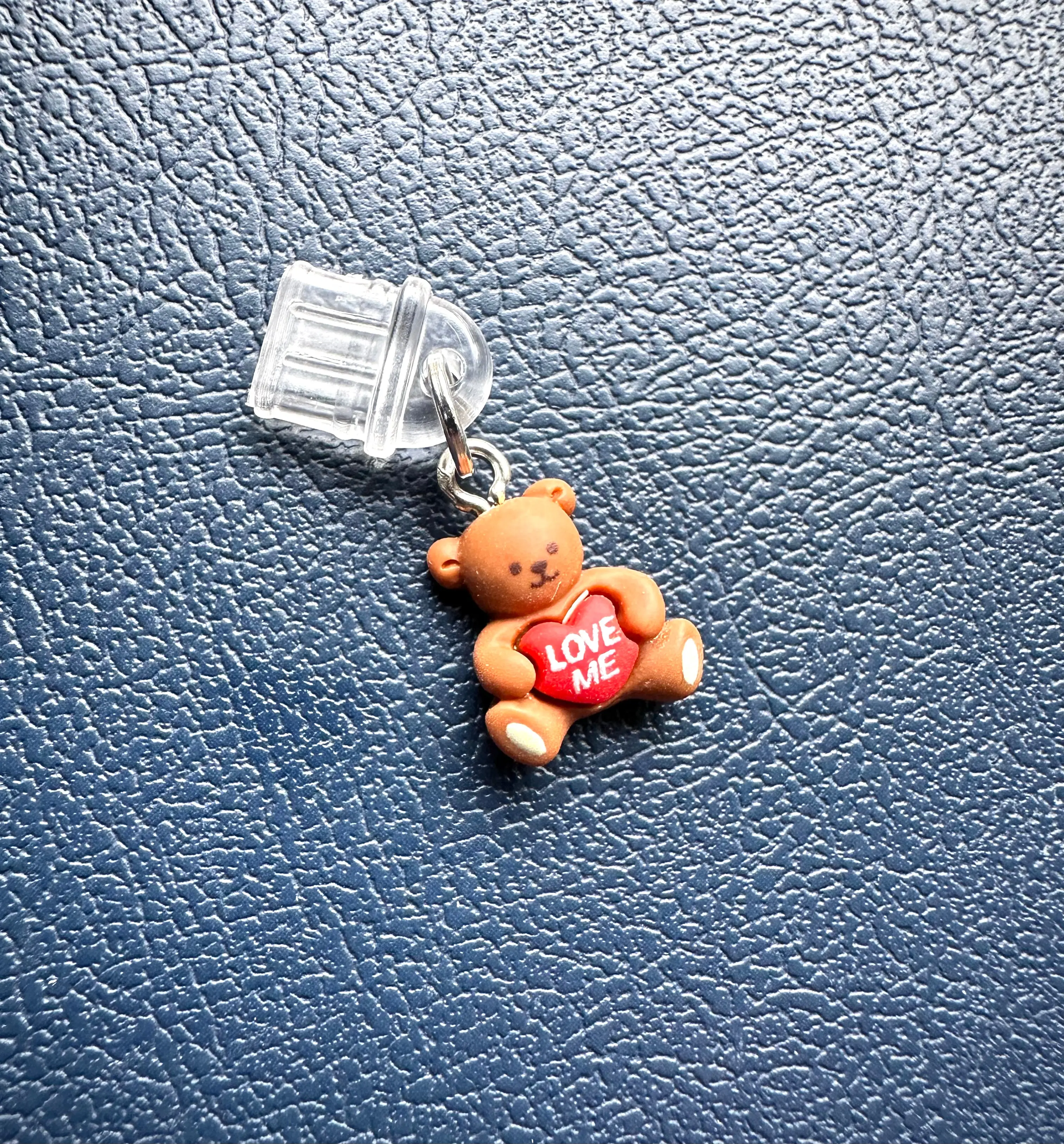 Love Me Teddy Bear Device Charm, Valentine’s Day Kindle and Smartphone Charms, Dust Plug Port Charm