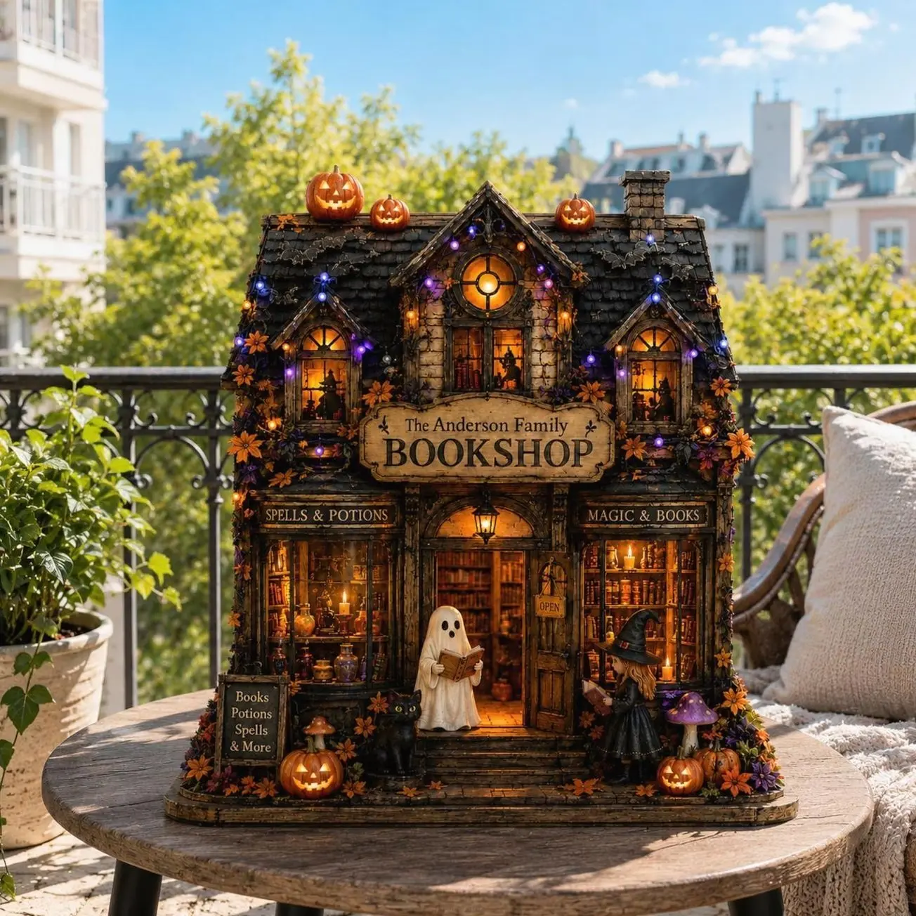 Personalized Magic Bookshop Wooden Sign, Ghost Witch Bookstore Decor, Custom Family Name Display, Enchanted Library Accent