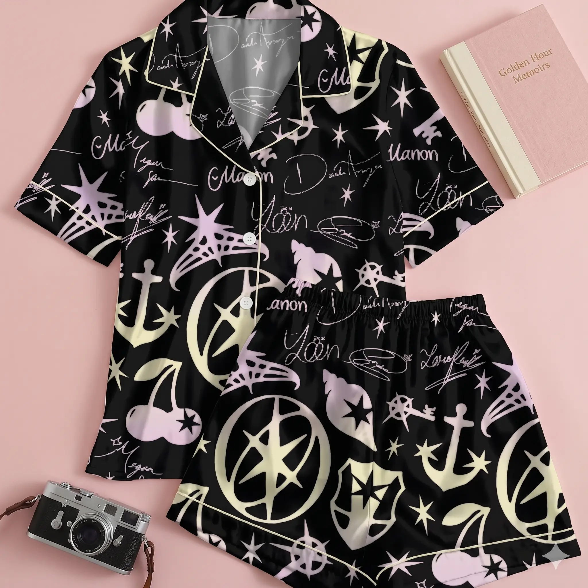 Katseye pajamas set, cute pajamas, retro Katseye vintage set, Kpop pajamas design, set for women, Loungewear set women, Sleepwear fashion