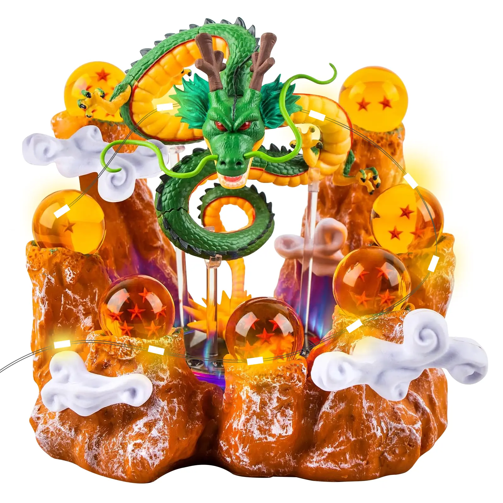 Megahit Exquisite Handmade Dragon Statue - High-Grade Resin Art Piece with 7 Crystal Balls, Mountain Base, Star Ornaments - Home Decor, Collectible Figurine for Holiday Party Gifts
