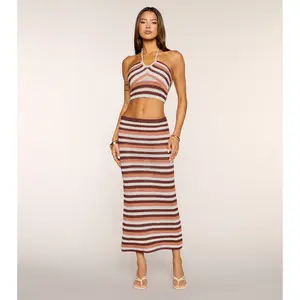 Cutest Charm Striped Crochet Maxi Skirt