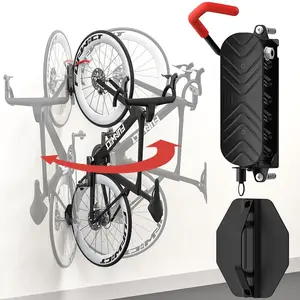 1PC/2PCS Swivel Bike Wall Mount Bike Rack Garage Organizer, Vertical Bike Hanger for Bicycle Rotating Wall Rack, Easy Installation with Wheel Hook for Garage, Apartment, Indoor Home Storage