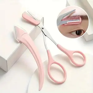 Trending Eyebrow Trimmer & Hair Removal Bathroom Kit, 2 Pink Curved Razors + Scissors, Stainless Steel Blades, Beginner Friendly, Salon Approved, Precise Shaping, Flawless Brows On-The-Go Kit Beauty Professional gel laminating tiktokshopspringglowup
