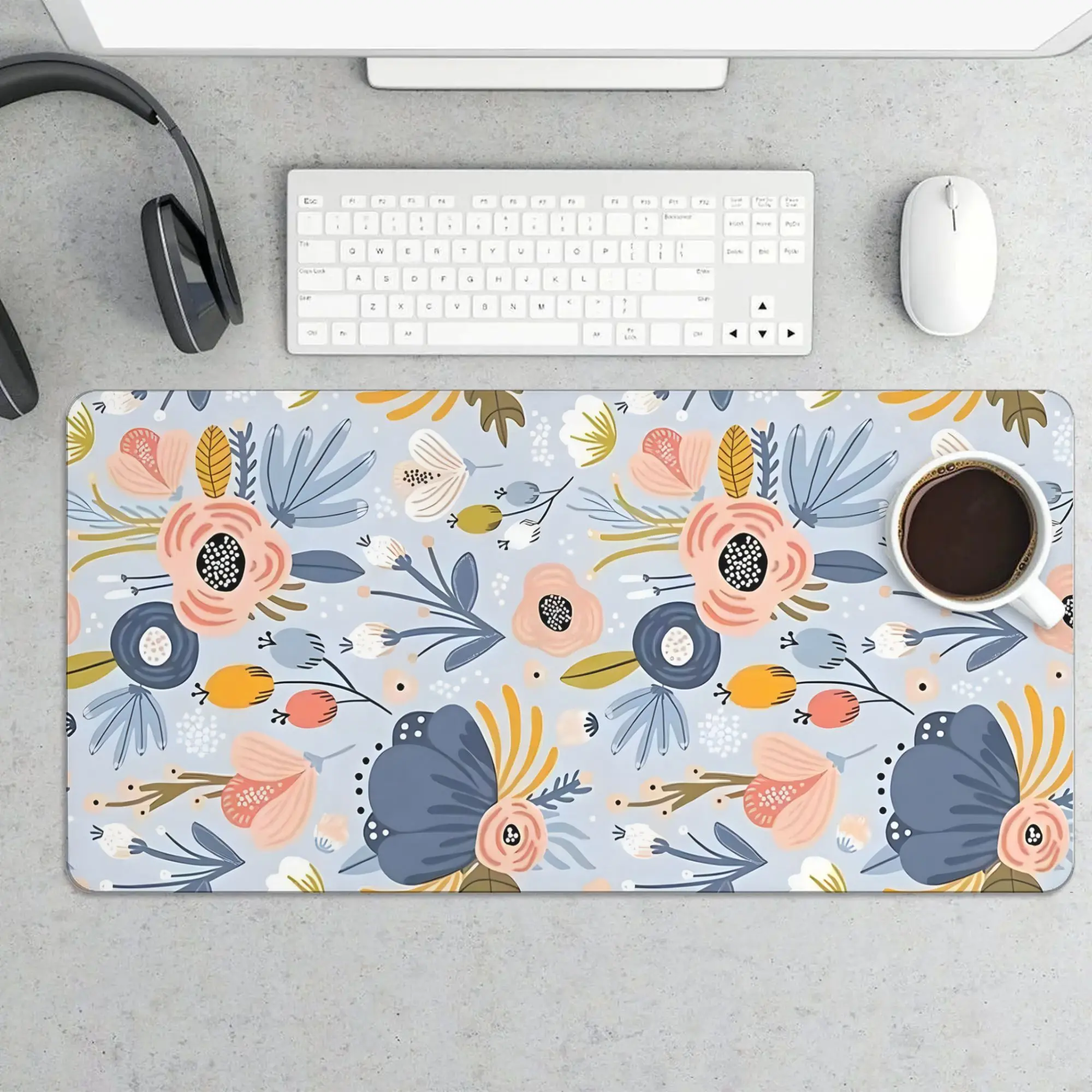 Extra Large Floral Gaming Mouse Pad With Non Slip Surface for Smooth Mouse Control and Comfortable Gaming Experience