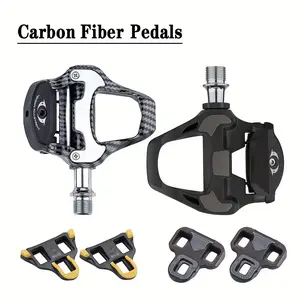 Carbon Fiber Road Bike Pedals with Self-Locking Mechanism - Professional Cycling Pedals, Lightweight & Sturdy Construction, Compatible with SM-SH11, Carbon Pedal For Bicycle, Carbon Bike Pedal, Cleat Pedal, Bike Accessory, Bicycle Accessory