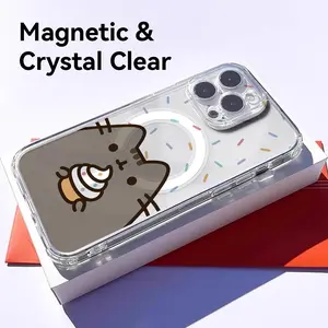 PIKPAKA Lovely P-PusheenS Cat Cartoon Cute Girl Protective Phone Case For IPhone 17 16 15 14 13 12 11 Pro Max Plus Clear Magnetic Phone Case – Anti-Yellow For MagSafe Slim & Lightweight Precision Cut Camera Protection, Scratch-Resistant Transparent Case