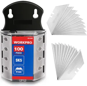 WORKPRO Utility Knife Blades, SK5 Steel, 100-Pack with Dispenser