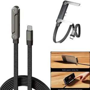 X 2026 6.6FT Invisible Holder Charger SaleCable with Stand, Chubby cable 240w  Braided super fast charging 2-in-1Fast Charging Cord & Phone Stand for Gaming,Office, Car Travel, Compatible with iPhoneSamsung Type-C charging cable (Black)