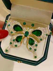 Vintage Rhinestone Butterfly Brooch Pin, Elegant Women's Fashion Accessory for Party Gifts, Stylish Lapel Badge