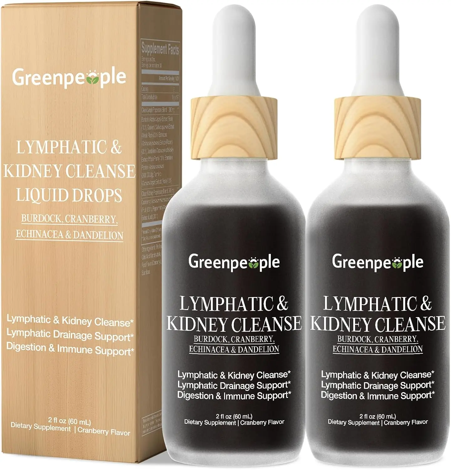 Lymphatic Drainage & Kidney Cleanse & Detox Drops, 60ml(2 Pack) | lymphatic Drainage Supplements with Cleavers, Echinacea & Dandelion for Fluid Balance, Daily Cleanse, Immune & Lymph Support