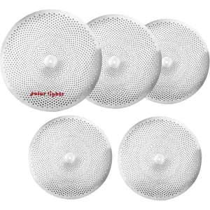 Low Volume Cymbal Set, White Stainless Steel, 5- Practice Drum Cymbals with 14-inch Hi-Hats, 16-inch Crash, 18-inch Crash Ride, 20-inch Ride