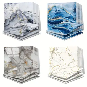 25pcs Marble Peel and Stick Tile for Kitchen Backsplash, Waterproof PVC Wall Tiles, Self Adhesive Shower Panels Wallpaper