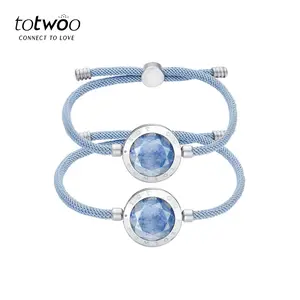 Creative gift Totwoo bracelet Blue Couple Lovers Remote Induction Interactive Bracelet family gifts long distance bracelet touch price Smart Lovers connect bracelet for Birthdays Valentine's Days Gifts for Men Women blue heart bracelet couple 2pcs